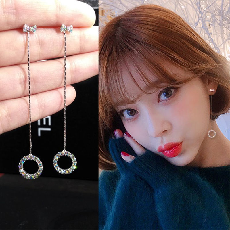 925 Pure Silver Circle Earrings 2022 New Tide South Korea Temperament Suear Women Slim Face Advanced Sensual Accessories