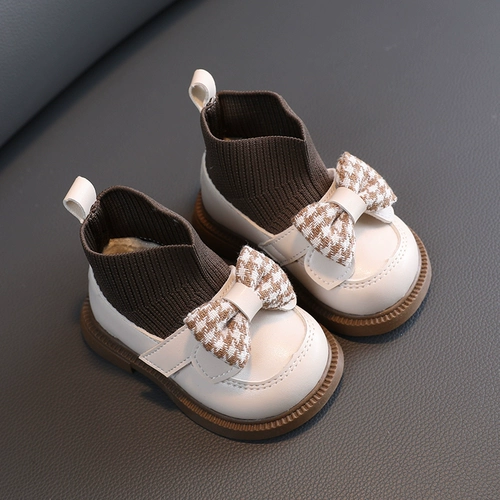 Демисезонная обувь для девочек, детские флисовые удерживающие тепло туфли для принцессы для раннего возраста, 1-2 лет, мягкая подошва