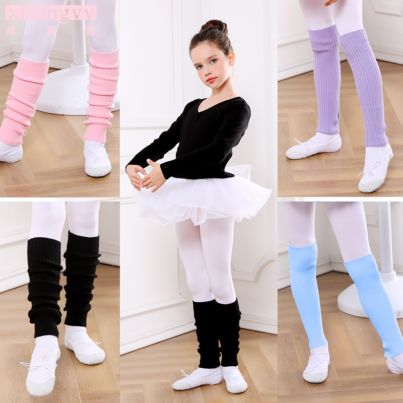Girls Dance Leggings Socks Children's Ballet Leggings Dance Foot Covers Knitted Wool Socks to Keep Warm Practice Knee Pads