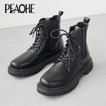 Chelsea boots men's british fashion high-top leather shoes black