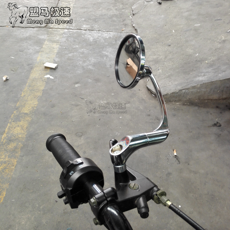 Phụ kiện xe máy Harley sửa đổi retro cổ điển kim loại tròn phía sau gương gương gương 10MM vít gương chiếu hậu xe máy uốn cong