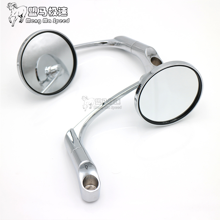 Phụ kiện xe máy Harley sửa đổi retro cổ điển kim loại tròn phía sau gương gương gương 10MM vít gương chiếu hậu xe máy uốn cong
