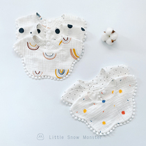 ins Korean version of the newborn baby organic cotton gauze baby saliva towel petals lace bib bib 360 degree flower