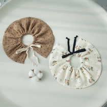ins spring and autumn newborn baby organic cotton gauze baby bib pocket lace shawl 360 holiday neckline water towel