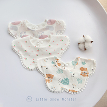 ins autumn and winter newborn baby cotton baby class a waterproof anti-spit milk petal saliva towel bib pocket 360 fake collar