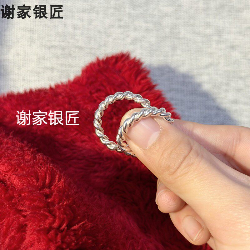 Xie's Silversmith Pure Silver Bold Handmade Twist Ring