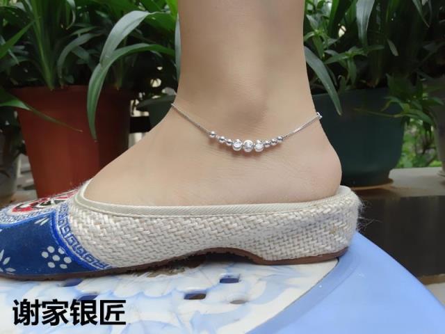 Xie Jia silversmith 999 sterling bạc vòng chân Song Ngư nữ vòng chân Nhật Bản và Hàn Quốc dễ thương hôn cá miệng đơn giản mùa hè tươi mát lắc chân nam