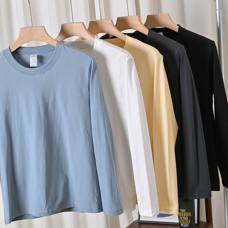 【 LAOSHU 】ผ้าฝ้ายซินเจียงคุณภาพสูง! ผ้าคอตตอนแท้ 100% เสื้อยืดแขนยาว คอกลม สีพื้น สำหรับผู้ชาย ใส่ฤดูใบไม้ผลิ เป็นชั้นใน