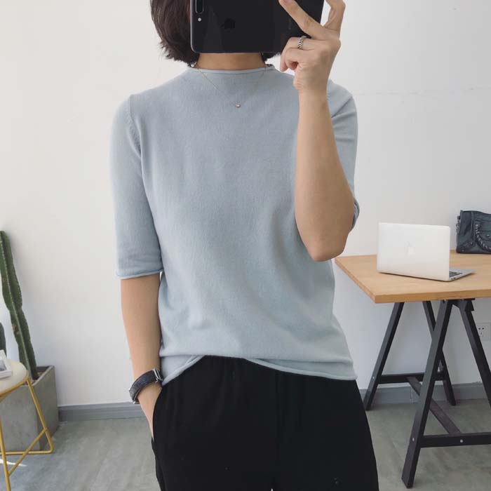 Áo len cổ lọ cao nửa điểm tay áo len mùa thu đông cho nữ áo len lỏng lẻo của Hàn Quốc chạm đáy áo mỏng thời trang công sở nữ