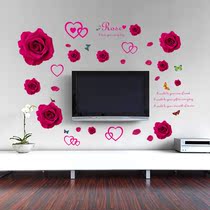 Rose Flower Sticker Wall Sticker Bedroom Cozy Bedside Wall Stickler Drawing Room Room Wall Decoration Background Wall Sticker