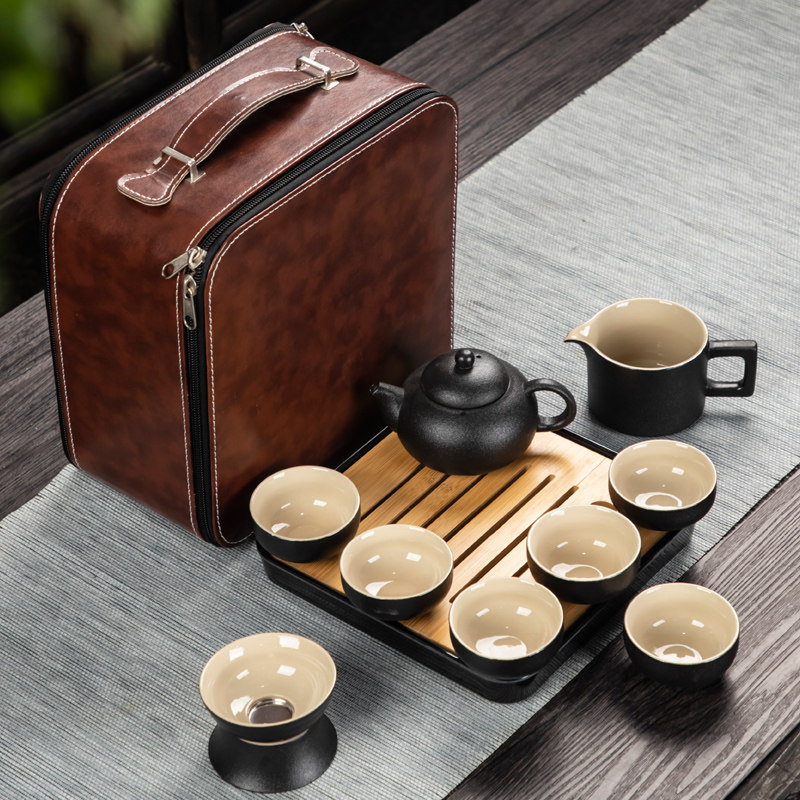 Portable travel tea set Home Kung fu outdoor tour a pot of six cups of teapot gift custom logo