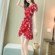 Màu đỏ của phụ nữ 2019 làn sóng mới v-cổ đầm mới eo là khí chất mỏng mùa hè phổ biến váy nữ mùa hè - Sản phẩm HOT váy cho người béo
