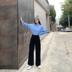 quần jean trắng thẳng lỏng mùa hè của phụ nữ 2020 mới lưng cao Hàn Quốc phiên bản của sinh viên kéo quần rộng chân 