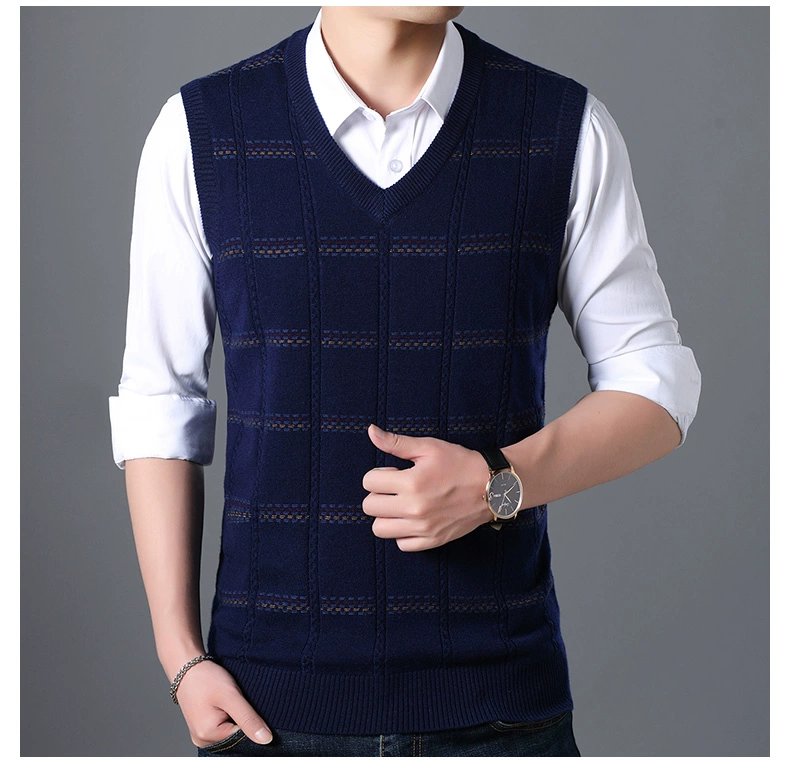 Áo len không tay vest nam v-cổ đan vest thanh niên Hàn Quốc phiên bản thu đông vest nam hàn quốc