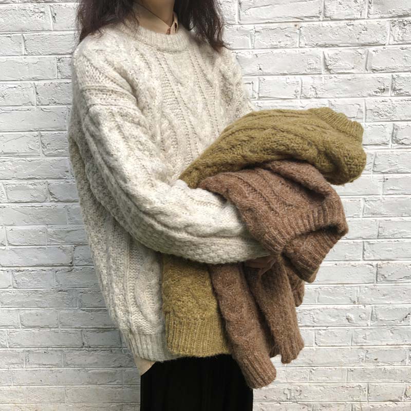 2021 new small sub-autumn winter loose with foreign Pifer island needle weaters long sleeve sweater women's style lazy wind