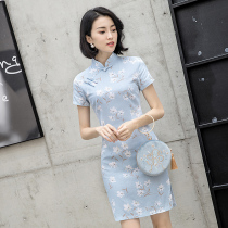 New cheongsam 2021 new young hipster girl short style small fragrant wind daily wear dress summer