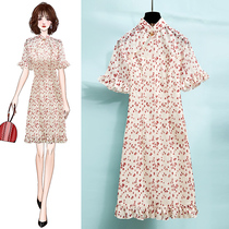 Improved cheongsam 2021 new young hipster floral girl ruffled dress in summer