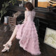 Pink evening dress female 2022 new noble banquet temperament high-end celebrity aura queen host dress