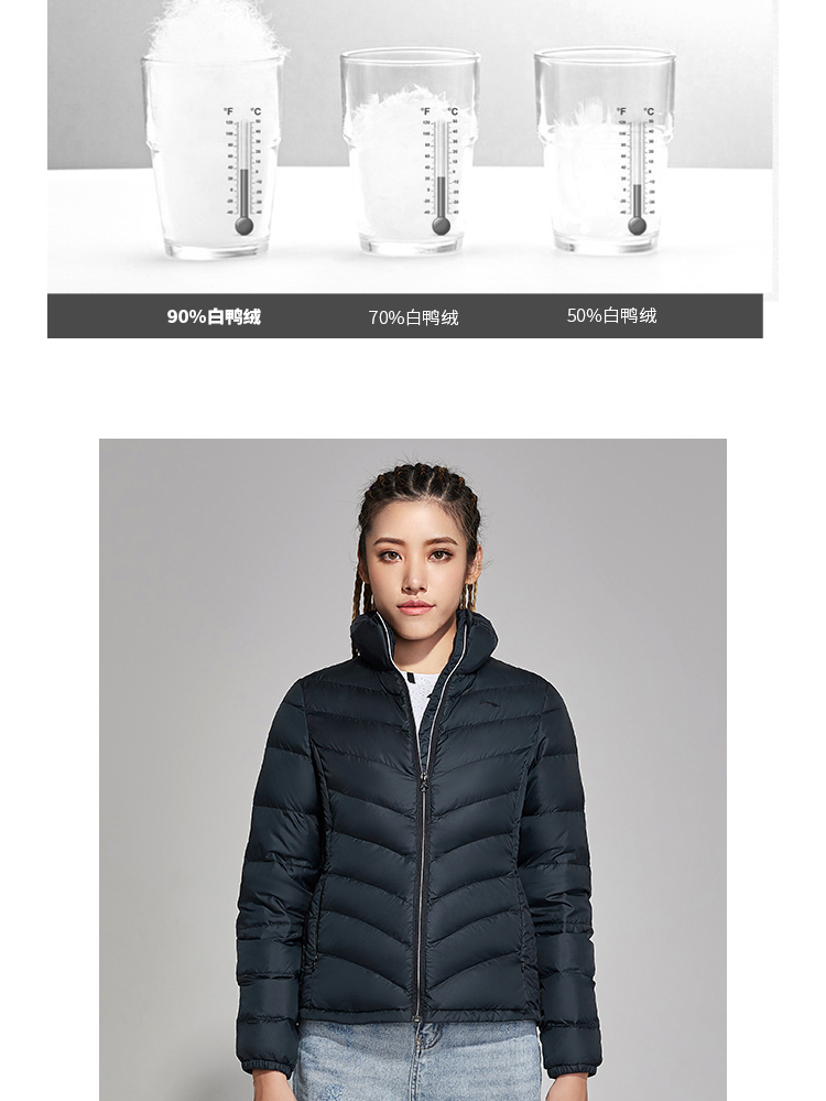 Li Ning ngắn xuống áo khoác phụ nữ loạt đào tạo mới cổ áo ấm gió cổ áo mỏng mùa đông vịt trắng xuống - Thể thao xuống áo khoác áo phao hàng hiệu