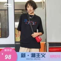 Li Ning áo thun ngắn tay nữ thể thao thời trang hàng loạt cổ tròn giản dị thả lỏng cotton mùa hè thể thao AHSP218 - Áo phông thể thao áo phông anta