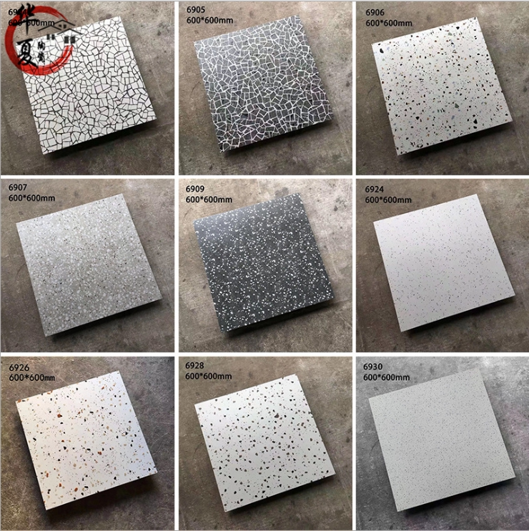 Nordic style color terrazzo tile 600×600 antique brick bedroom balcony shop non-slip wear-resistant floor tile