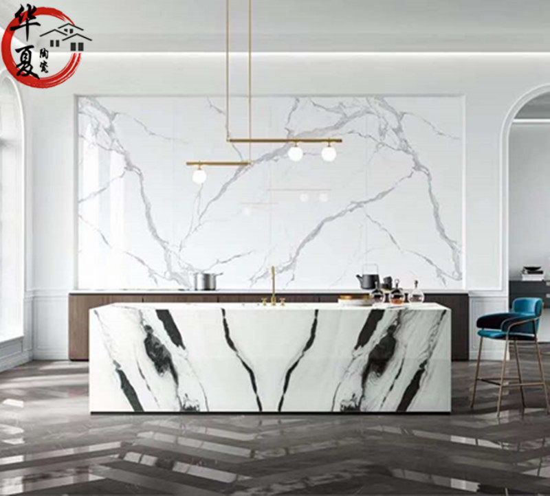 Imitation marble slab tile 1200×2600 living room TV background wall dry hanging slate tile fish maw white floor tile