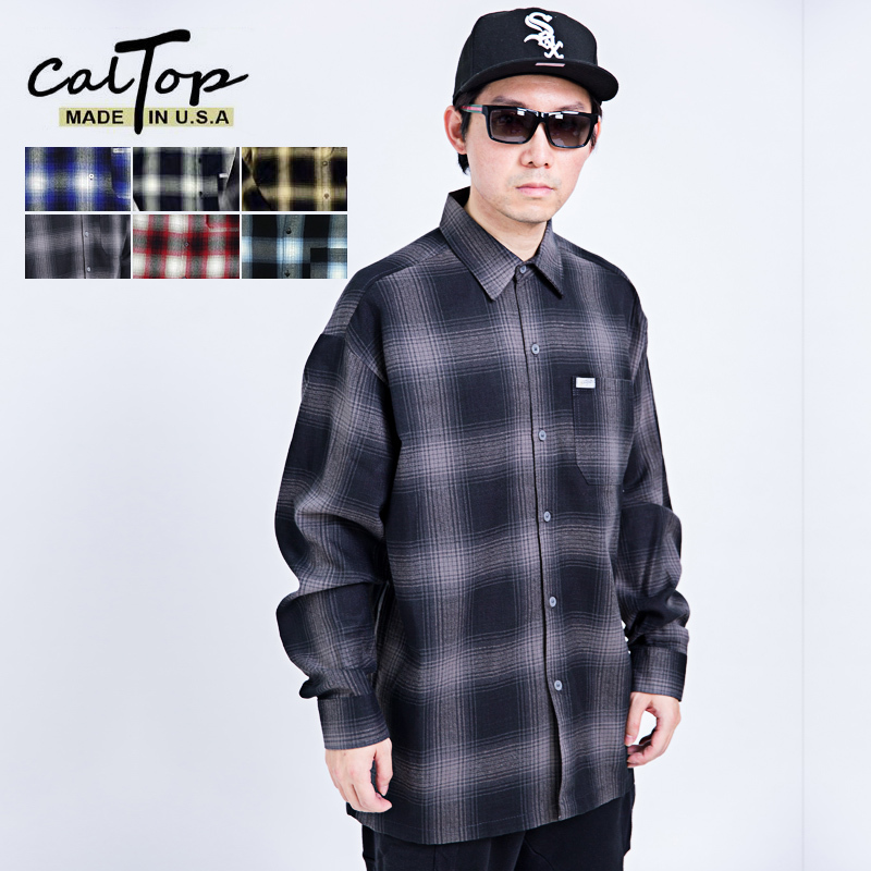 West Coast Caltop Autumn and Winter Long-Sleeved Plaid Shirt  Chicano Loose Large Size American Trendy Hip-Hop Men