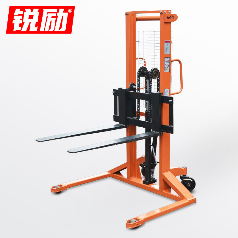 Sharp and wide leg type manual hydraulic pile high car widening support leg stacking high machine hydraulic car heavy loading and unloading stacking carrying car