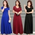 Mùa xuân và mùa thu Xia Kuo Bà đầm Trung niên và Người cao tuổi Điệu nhảy của phụ nữ Phụ nữ cộng với kích thước vòng eo và Váy dài trên bãi biển Swing trên đầu gối - váy đầm