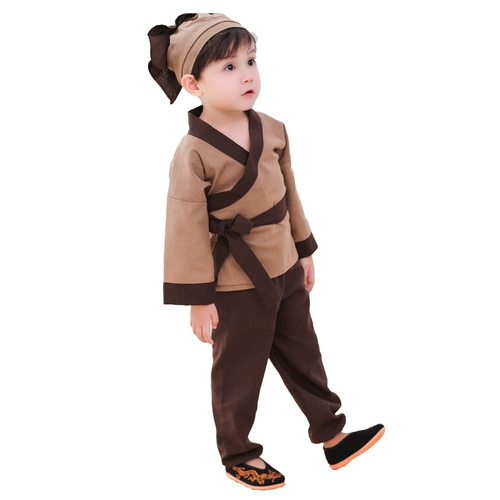 Детский древний костюм ханфу маленький монаш состраданий фермер мальчик девочка Югонг переезжает на горные костюмы книга Детская деятельность костюм китайский учебный костюм