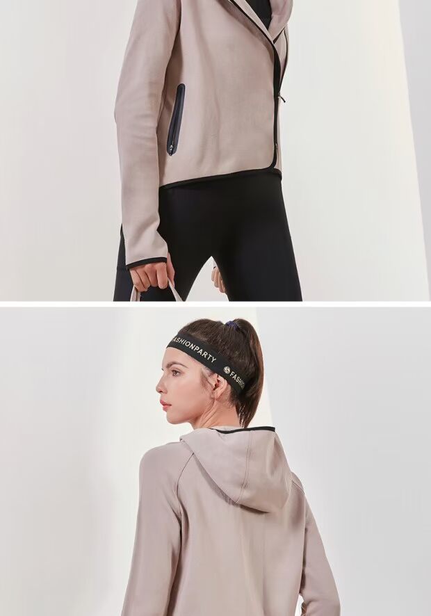Áo khoác thể thao nữ mùa thu và mùa đông dài tay áo len cardigan yoga chạy đào tạo áo khoác trùm đầu áo khoác gió áo khoác gió thể thao
