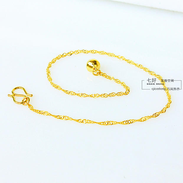 Vòng chân mạ vàng Một dòng nước gợn vòng chân đơn giản Không phai siêu bóng mịn Cát vàng của phụ nữ - Vòng chân vòng chân bạc nữ đẹp
