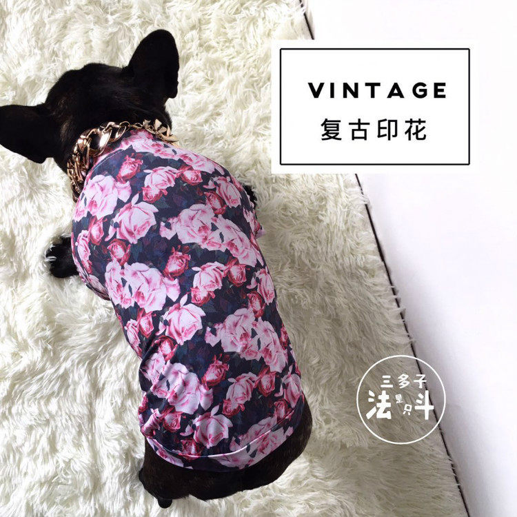 Retro French Dou Ying Dou Pug Bully T-shirt Small and Medium Dog Fat Dog Clothes Ice Silk Cooling Big Brother Social Breathing