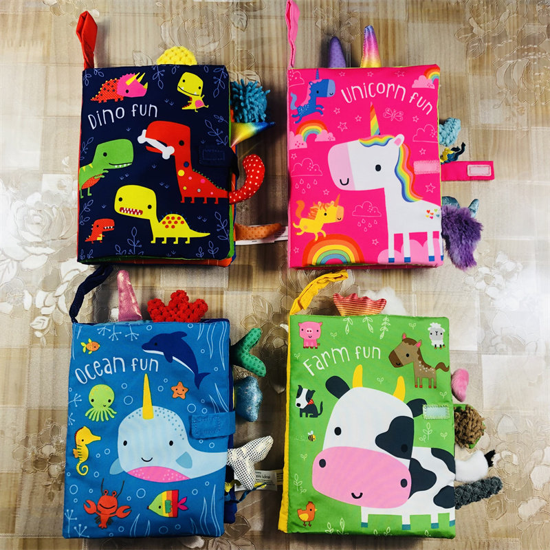 Baby torn out of ragu books 0-1-year-old baby Cubic tail cloth art book Puzzle Early Education 0-3 Month Appeasement