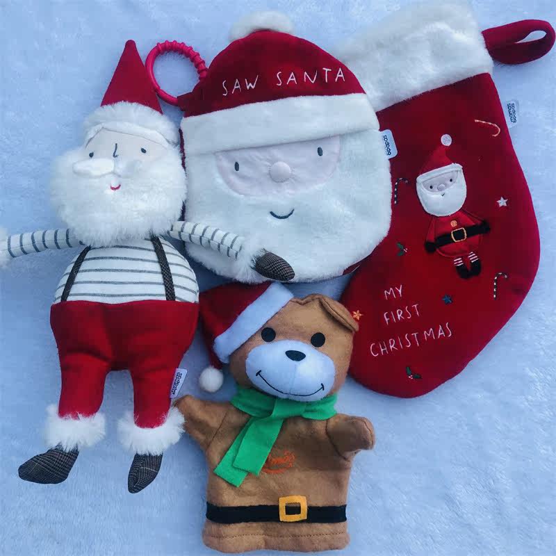 Christmas Old Man's Hand Puppet Doll Nursery School Performance Appeasement Baby God Instrumental Christmas Gift Original Single Clear Bin