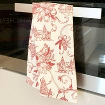 Home Center red and white vintage print kitchen multi-purpose large towel baking cloth rag wipe hand towel pastoral