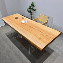 White Wax Wood Large Plate Tea Table Solid Wood Day Style Dining Table Log Brief desk Modern Nordic Central Island Desk Desk