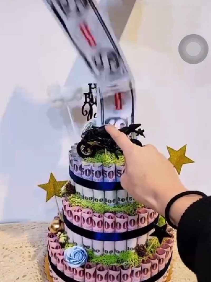 Spray money device cake bouquet with hair organ cake turnoff device automatic slush money red packet Divine Instrumental continuous emission-Taobao