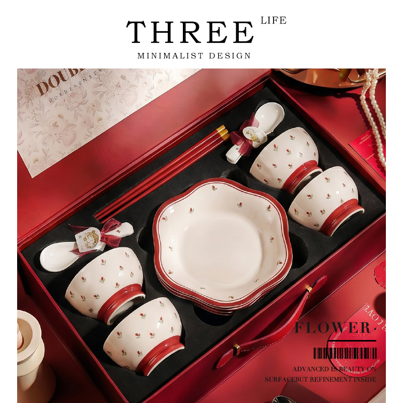 Tlife·Flower· High-End Tableware Set Gift Box for Weddings and Engagements | Hua Yao