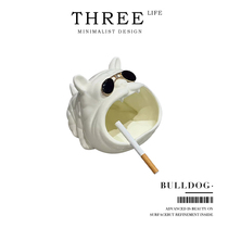 Tlife·Bulldog·Ashtray creative cute cartoon anti-fly ash light luxury living room home) bully dog