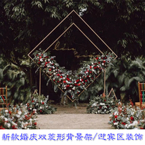 New wedding props wrought iron fence screen shelf welcome area decorative flower stand decoration background door iron frame