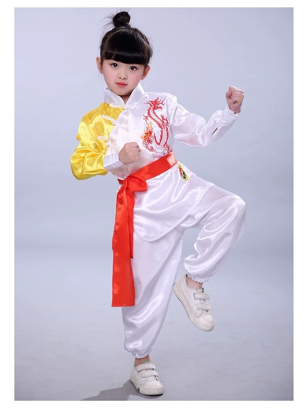 Ngày đầu năm mới Trang phục Kung Fu Trung Quốc Quần áo biểu diễn võ thuật dành cho người lớn nam và nữ dành cho trẻ em Quần áo biểu diễn trẻ em Thanh thiếu niên dài tay