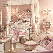 Eurostyle childrens bed solid wood engraving pink baby bed 1 8m double bed French style light lavish wedding bed dream princess bed