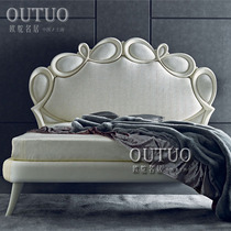 French light luxury modern European bed solid wood carved bed princess bed luxury master bedroom wedding bed double 1 8m box bed