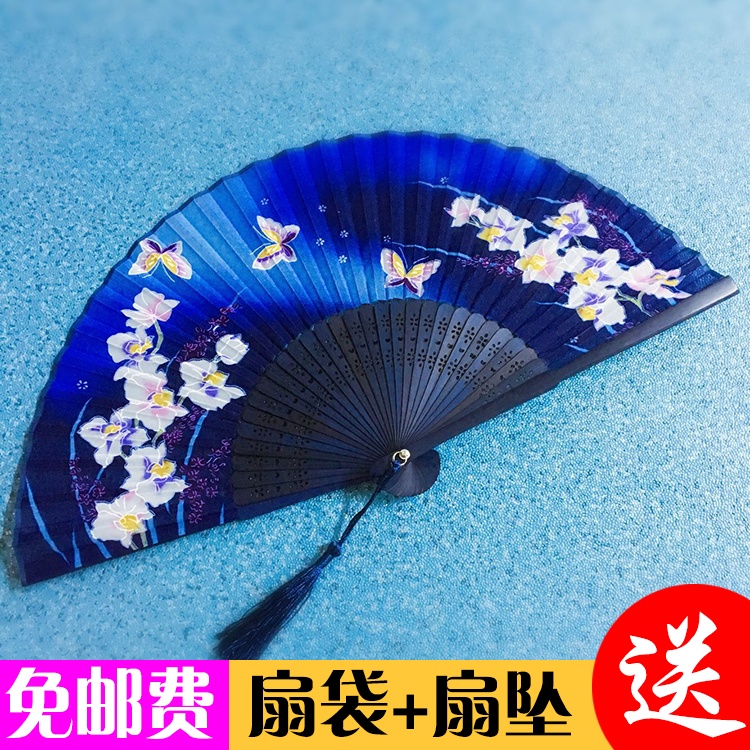Silk antique style folding fan-shaped Chinese style classical Japanese Japanese and wind cherry blossom small fan children dance dance fan summer
