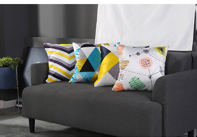 Bắc Âu đứng về phía hình học hiện đại phòng khách nhỏ gọn sofa gối màu vàng xám nhà mô hình phòng với đệm bao gồm lõi - Trở lại đệm / Bolsters gối tựa lưng cao su non