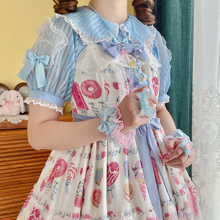 现货夹星糖衬衫!星星条纹纯棉Lolita内搭,甜度爆表的梦幻单品来啦!-lolita衬衫-淘宝好物网