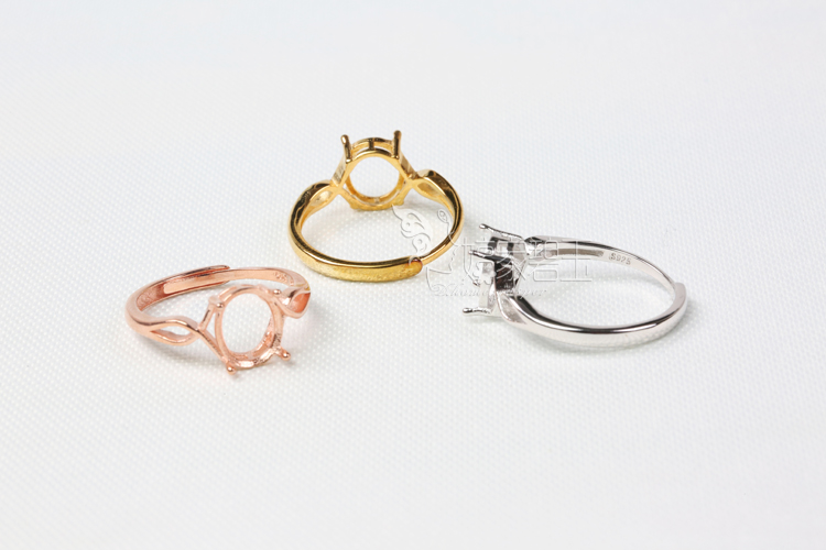 S925 sterling bạc nhẫn trống hỗ trợ người mẫu nữ sống miệng dát sáp ong vòng hổ phách chăm sóc DIY handmade phụ kiện nhẫn vật liệu nhẫn lông voi