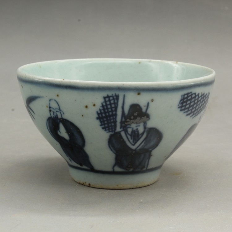 Late Qing Qing flower story Small tea bowl tea cup ancient play porcelain antique antique imitation antique pendulum piece collection-Taobao