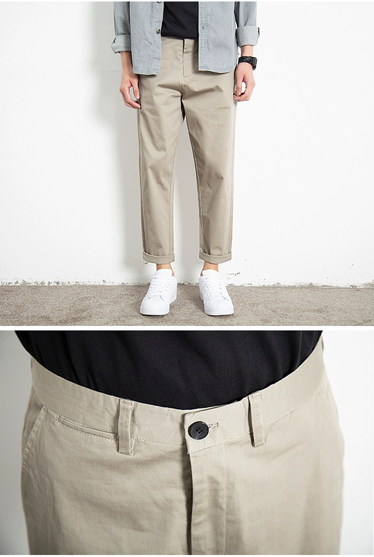 Quần tây nam mùa hè đơn giản, quần mỏng, quần ống suông thẳng nam đơn giản, xu hướng Hàn Quốc Quần nam 9 điểm - 3/4 Jeans